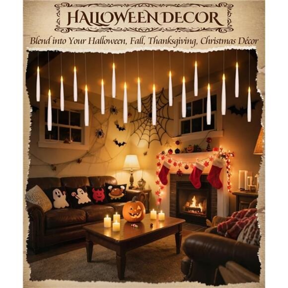 Halloween Floating Candles LED Magic Wand Battery Operated Party Indoor Decor - Picture 3 of 7